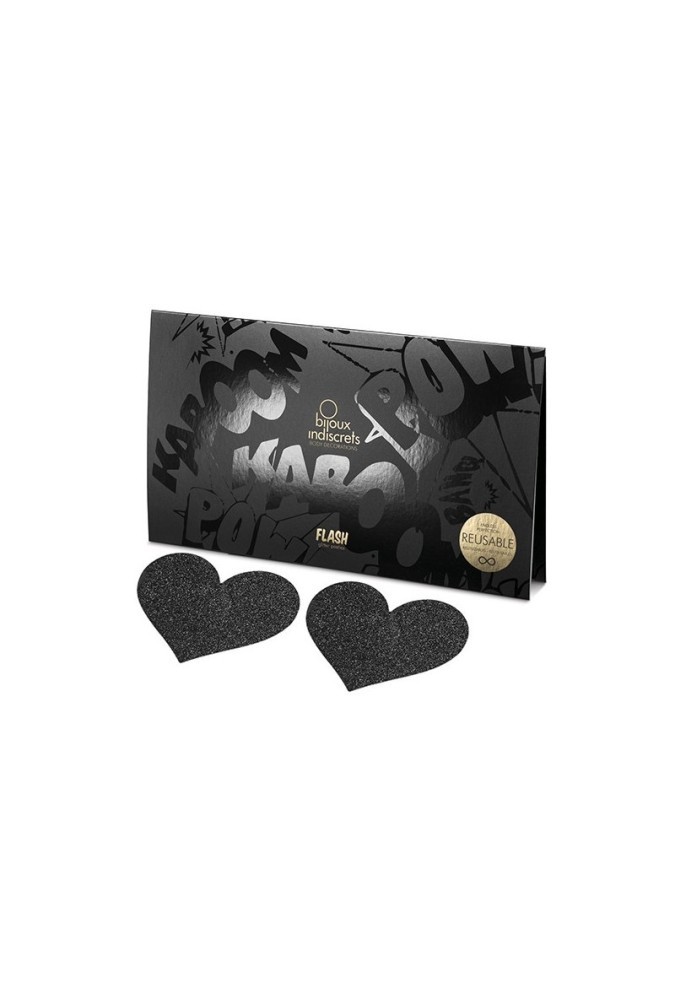 Cache tétons - Coeur - Flash - Noir