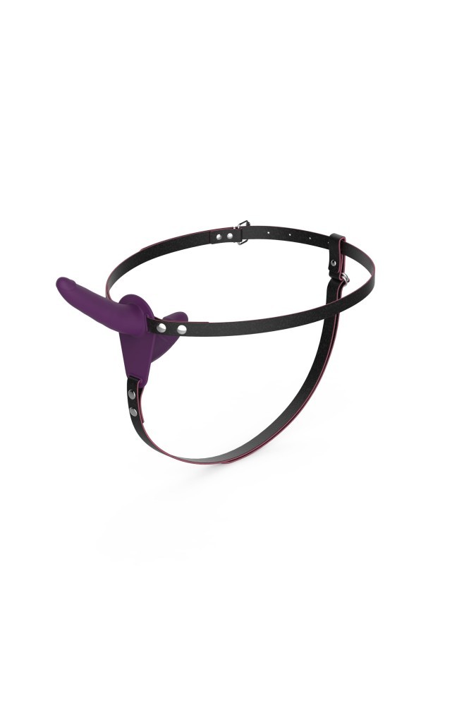 Dildo double strap-on avec harnais - Violet