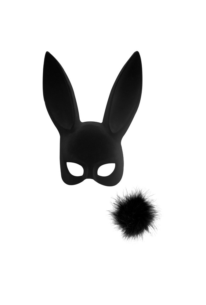 Masque lapin avec pompon - Les fétiches - Noir
