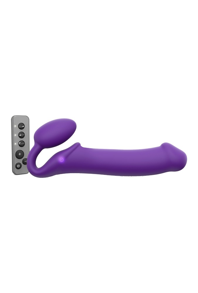 Vibrating bendable strap-on - Violet