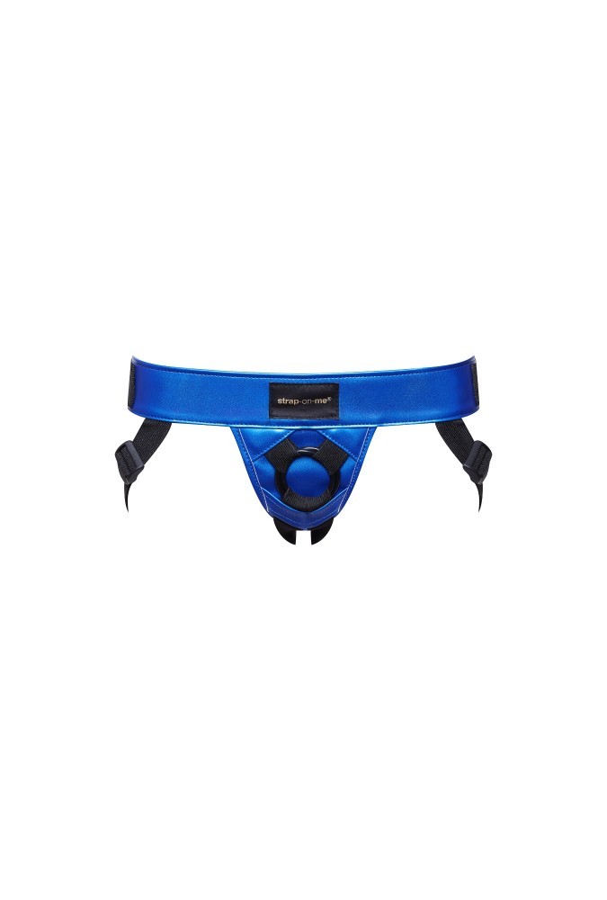 Leatherette harness - Curious - Metallic blue